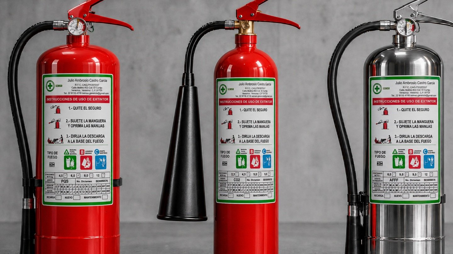 Extintores PQS CO2 y agua para empresas